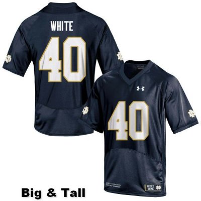 Notre Dame Fighting Irish Men's Drew White #40 Navy Under Armour Authentic Stitched Big & Tall College NCAA Football Jersey YSZ7299JJ